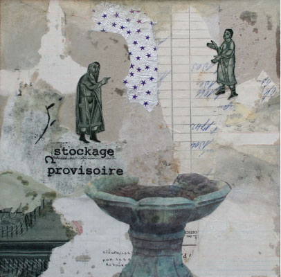 SPUR EINER PILGERREISE I 2011 Zeichnung, Grafik-Collage, Wachs auf Papier / Karton; gerahmt  24 x 24 x 3 cm