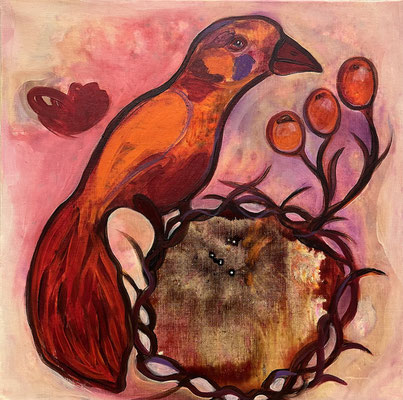 OISEAU // Vogel 2024 Öl auf Leinwand 40 x 40 cm 