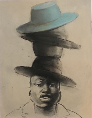 HATMAN I 2026 Mischtechnik auf Papier o.R. "Blatt 39 x 29 cm Rahmen 60 x 50 cm"