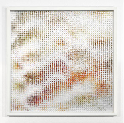 INTERFERENZEN Räumliche Partitur # 6.14 2022 Fotoobjekt Mixed Media gerahmt Unikat 90 x 90 cm