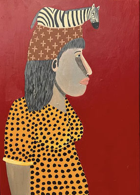FEMME AU CHAPEAU 2022 Acryl auf Leinwand  46 x 33 cm