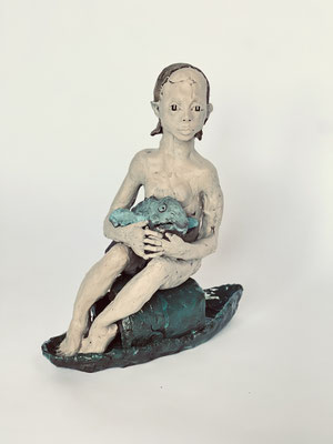 FILLE ET LE POISSON 2025 Steingut emailliert  ca. 37 x 16 x 32 cm