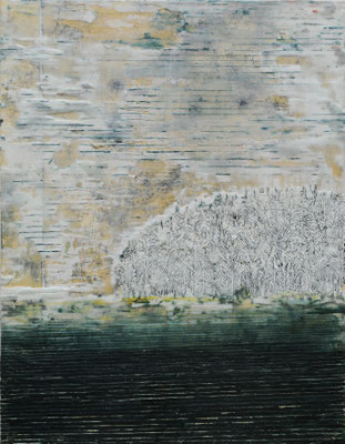 BÄUME 3 2020 Paraffin und Acryl auf Pappe 40 x 30 cm