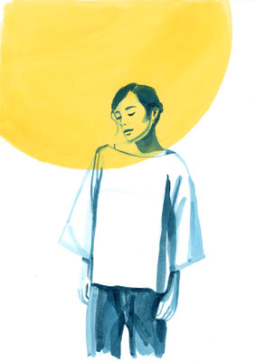 Moongirl 8 2019 Tuschezeichnung auf Papier, gerahmt 29,7 x 21 cm