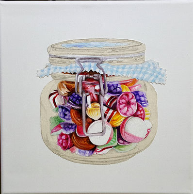 Candy (Glas) 2017 Mixed Media auf Leinwand 30 x 30 cm