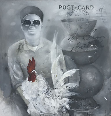 RED ROOSTER 2019 Öl auf Leinwand  145 x 140 cm