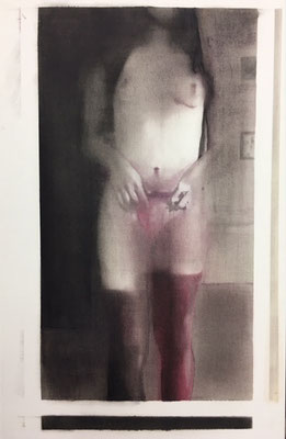 JD_m9_la ligne noir  Öl auf Papier 100 x 70 cm