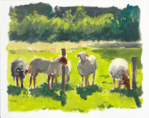 SCHAFWEIDE X 2023 Öl auf HDF + Leinwand 24 x 30 cm