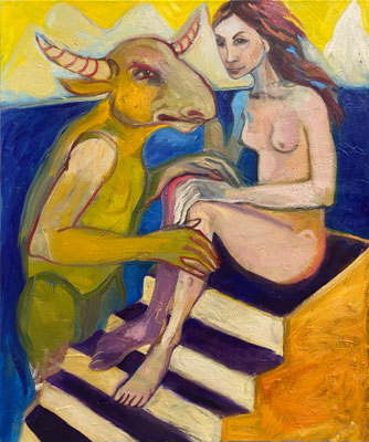 BELLE ET LA BÊTE 2021 Öl auf Leinwand  120 x 100 cm