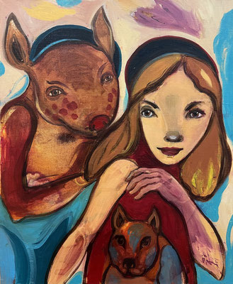 VERKAUFT !!! ANIMAL TOTEM 2024 Öl auf Leinwand 61 x 50 cm