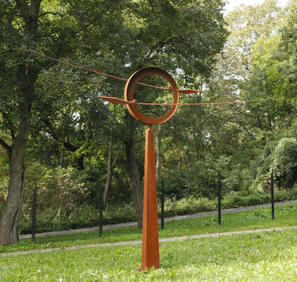 WINDSCHERE III 2015 kinetische Stahlskulptur dreiteilig  /  Stahlblech geschweißt und montiert / Kugellager H/B/T 580/450/450cm