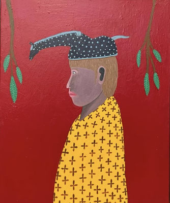 ENFANT AU CHAPEAU 2022 Acryl auf Leinwand  46 x 33 cm