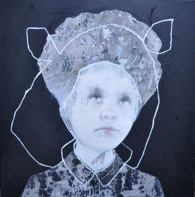 Portrait mit Linie 2019 Acryl auf Leinwand 100 x 100 cm