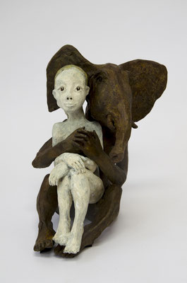 ÉLÉPHANT ET LA FEMME // Elefant + Frau 2023 Bronze 34 x 30 x 30 cm