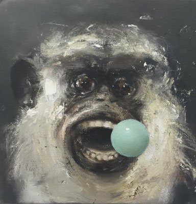 MONKEY GREEN BULLET 2019  Öl auf Leinwand 35 x 35 cm