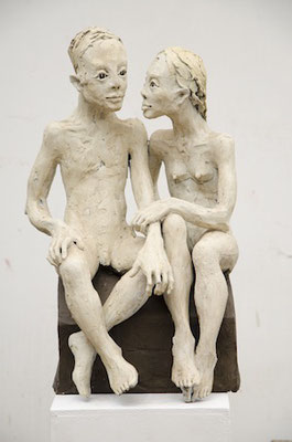 Le couple assis 2019 Terrakotta  63 x 33 x 40 cm