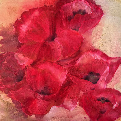 Mohnblüten | Mischtechnik auf Leinwand | 100 x 100 cm | 2023