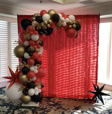 Air-Filled Balloon Organic Demi Half Arch Red White Black Gold