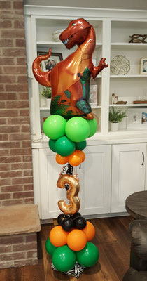 Air-Filled Balloon Sculpture Column Dinosaur Green Orange Black