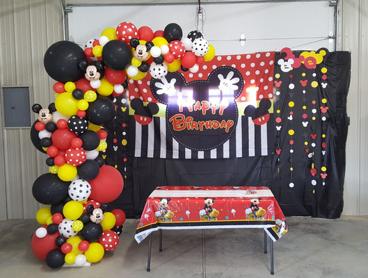 Air-Filled Balloon Organic Demi Half Arch Mickey Mouse Polka Dot