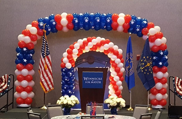 Large Air-Filled Patriotic Red White Blue Stars Arch 4th of July
