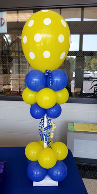 Air-Filled Balloon Centerpiece Blue Yellow Polka Dot