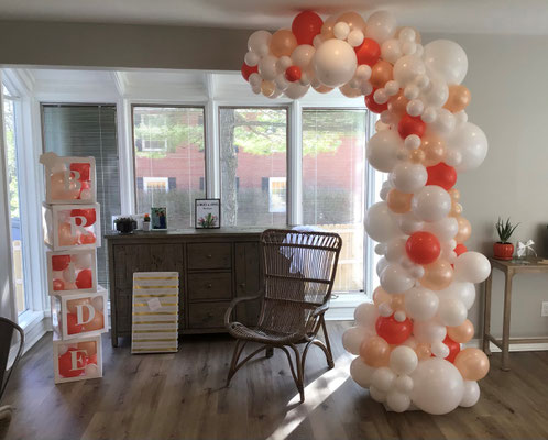 Air-Filled Balloon Organic Demi Half Arch Demi-Arch White Coral Peach