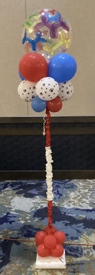Air-filled balloon cloud patriotic red white blue dogs