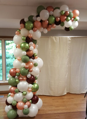 Air-Filled Balloon Organic Demi Half Arch Burgundy White Eucalyptus Green Rose