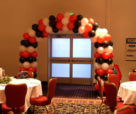 Red Black White Air-Filled Balloon Arch