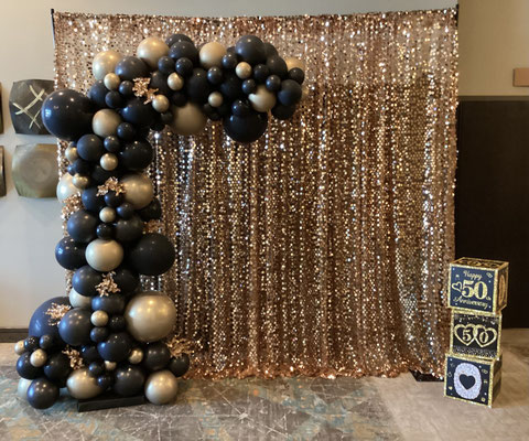 Air-Filled Balloon Organic Demi Half Arch Black Gold