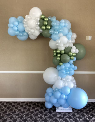 Air-Filled Balloon Organic Demi Half Arch Blue & Sage Green