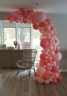 Air-Filled Balloon Organic Demi Half Arch Pink Rose Peach