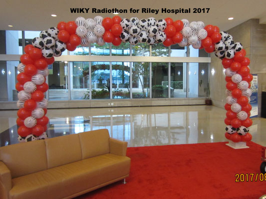 Large Red White Black Air-Filled Balloon Arch WIKY Riley Hospital