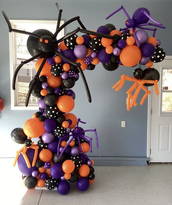 Air-Filled Balloon Organic Demi Half-Arch Halloween Spiders