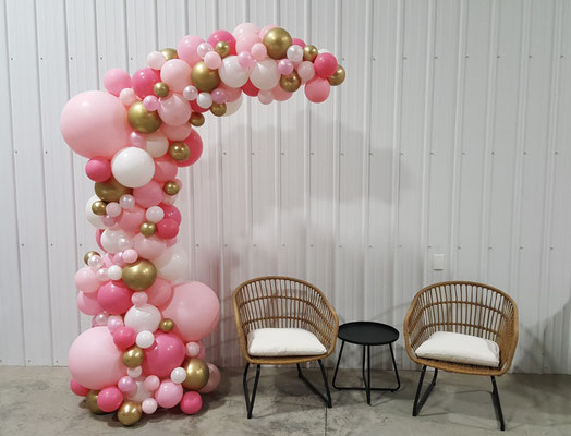 Air-Filled Balloon Organic Demi Half Arch Pink Rose Gold