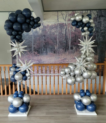 Air-Filled Balloon Photo Frame Navy Silver Gray