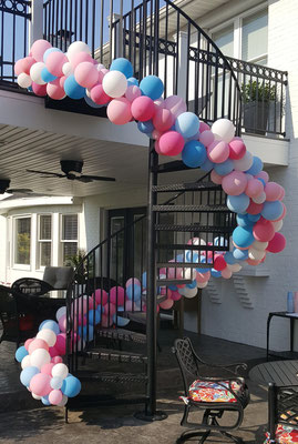 Air-filled balloon garland spiral staircase