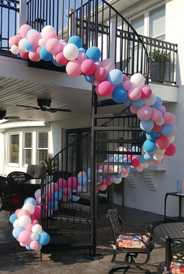 Air-filled balloon garland spiral staircase