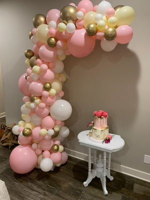 Air-Filled Balloon Organic Demi Half Arch Demi-Arch Pink
