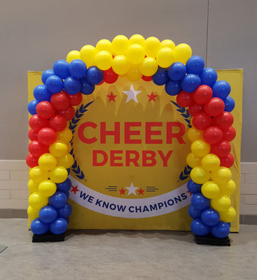 Air-Filled Balloon Arch Red Yellow Blue