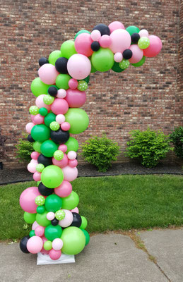 Air-Filled Balloon Organic Demi Half Arch Watermelon Pink Green