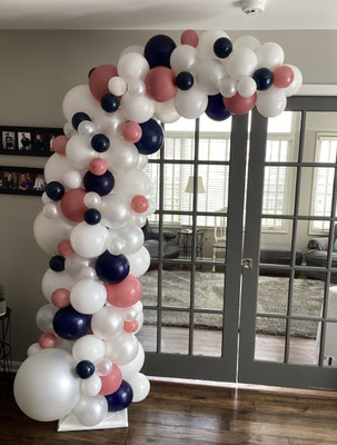 Air-Filled Balloon Organic Demi Half Arch White Navy Rosewood