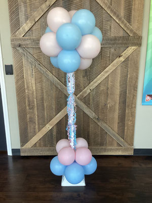 Air-filled balloon cloud pink blue