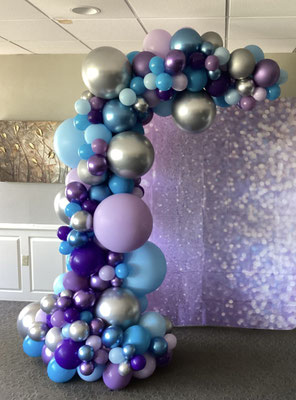 Air-Filled Balloon Organic Demi Half-Arch purple blue silver