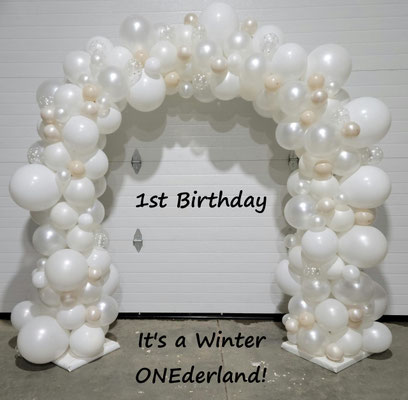 Air-Filled Organic Balloon Arch White Winter Wonderland Onederland