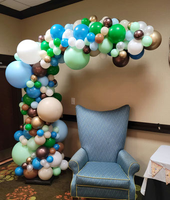 Air-Filled Balloon Organic Demi Half Arch Greens Blues
