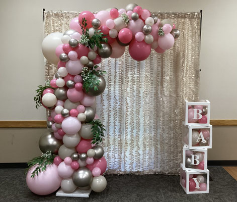 Air-Filled Balloon Organic Demi Half Arch Pink
