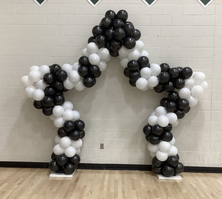 Air-Filled Balloon Star Arch - Black White Chess