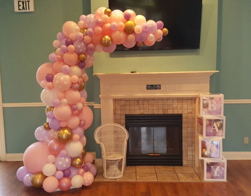 Air-Filled Balloon Organic Demi Half Arch Pink Lavender Gold Polka Dot Pastel Matte